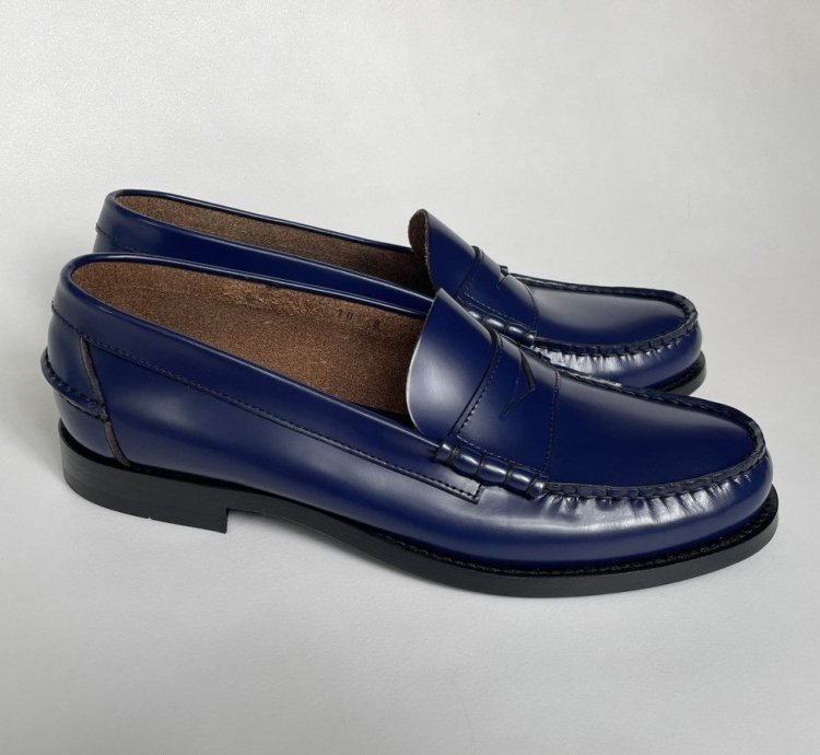 Polished Cobalt Blue Leather Loafers