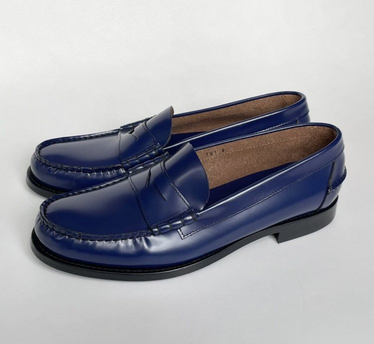 Polished Cobalt Blue Leather Loafers