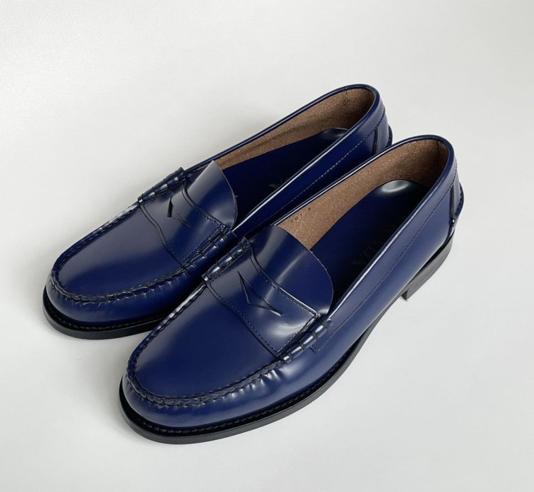 Polished Cobalt Blue Leather Loafers