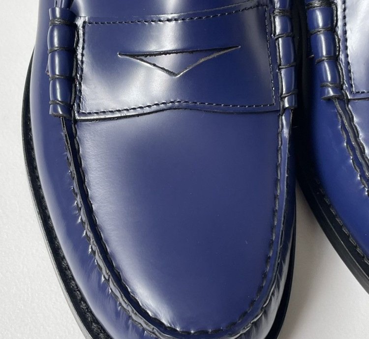 Polished Cobalt Blue Leather Loafers