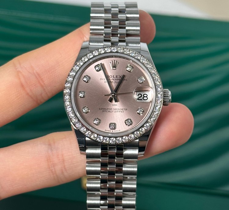 Rolex Datejust 31 Pink Diamond Dial Diamond Bezel Jubilee