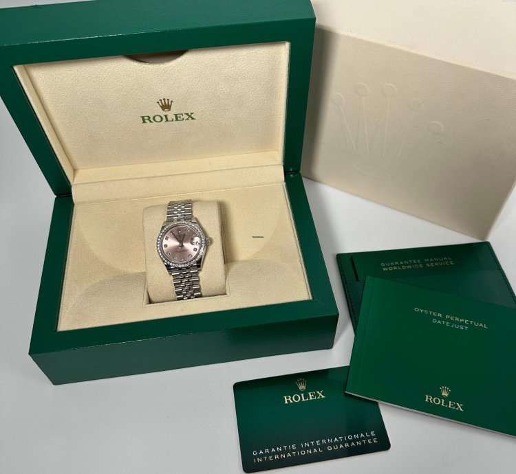 Rolex Datejust 31 Pink Diamond Dial Diamond Bezel Jubilee