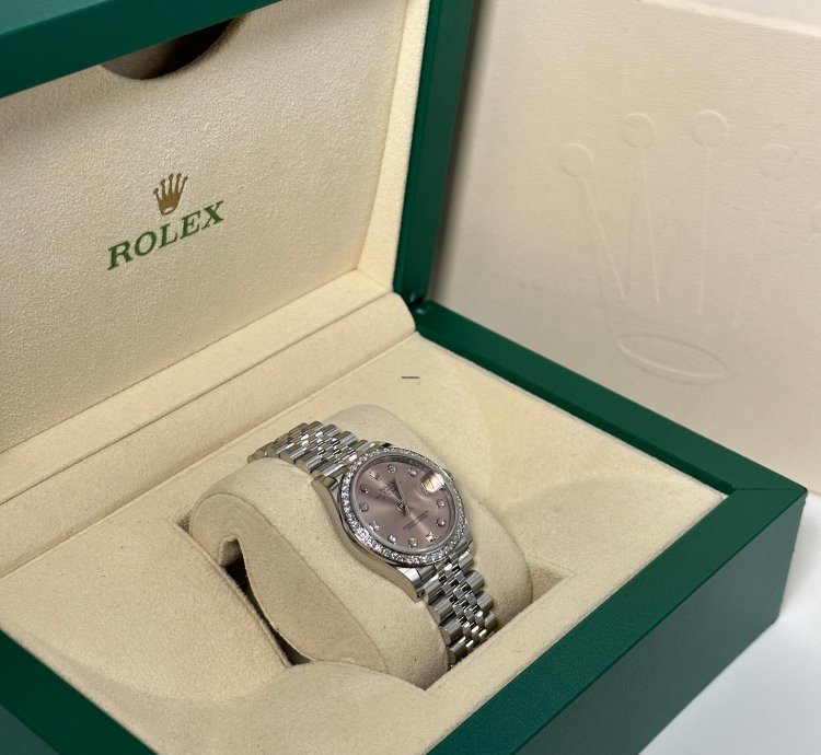 Rolex Datejust 31 Pink Diamond Dial Diamond Bezel Jubilee