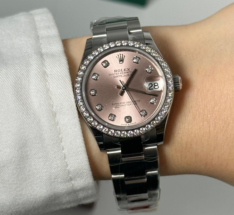Rolex Datejust 31 Pink Diamond Dial Diamond Bezel Oyster