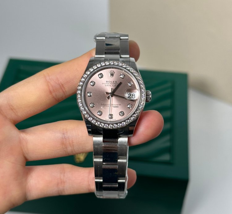 Rolex Datejust 31 Pink Diamond Dial Diamond Bezel Oyster