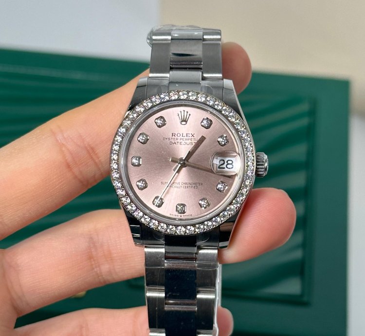 Rolex Datejust 31 Pink Diamond Dial Diamond Bezel Oyster
