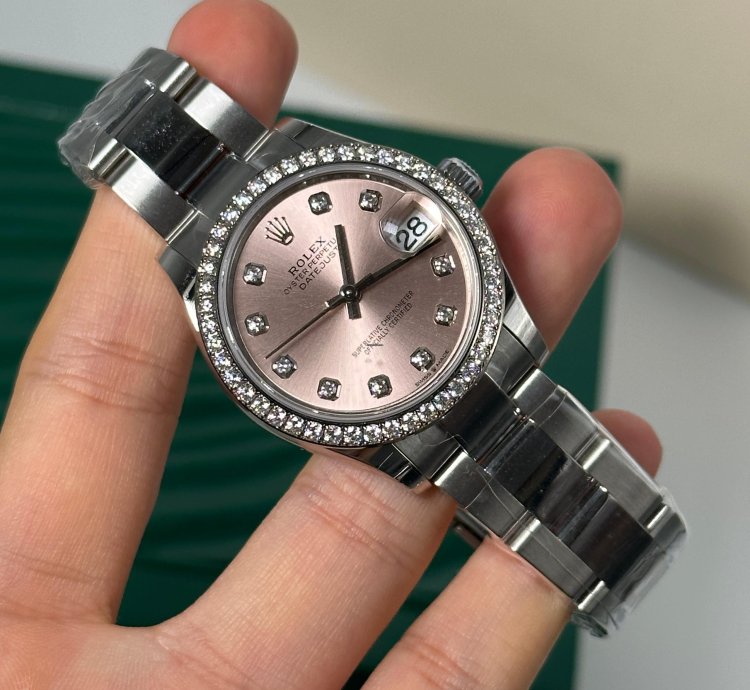 Rolex Datejust 31 Pink Diamond Dial Diamond Bezel Oyster