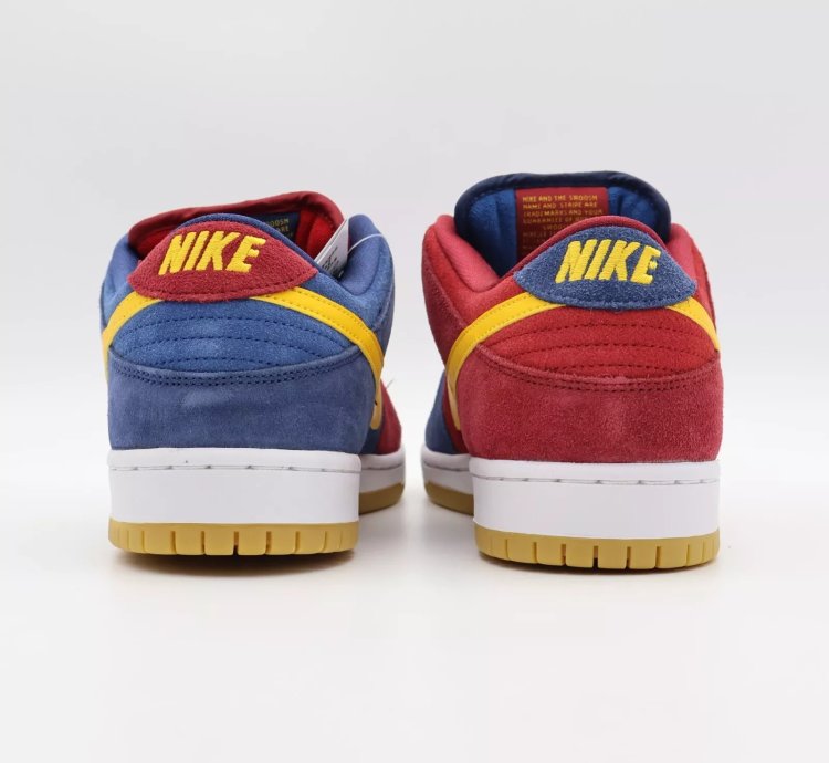 Nike Sb Dunk Low Barcelona Red Wine Navy Blue Yellow Burgundy