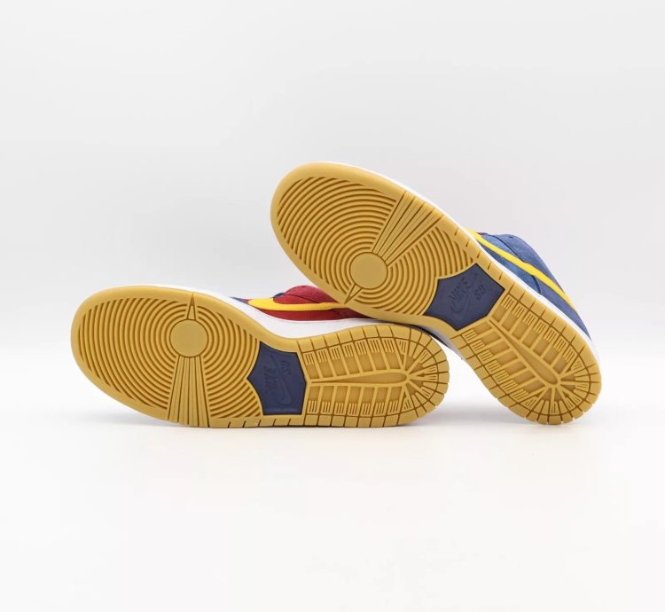 Nike Sb Dunk Low Barcelona Red Wine Navy Blue Yellow Burgundy
