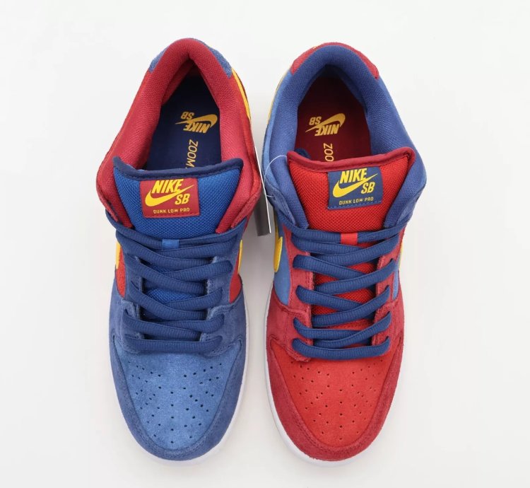 Nike Sb Dunk Low Barcelona Red Wine Navy Blue Yellow Burgundy