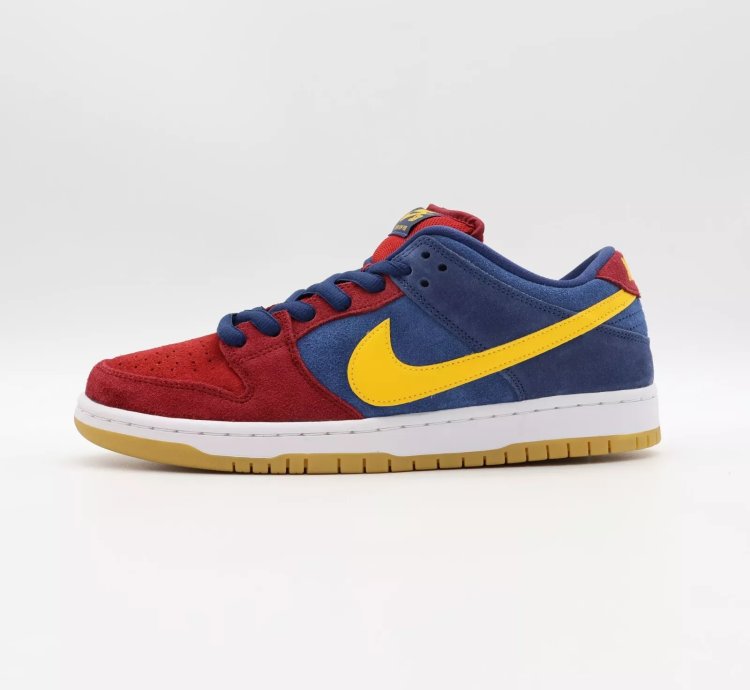 Nike Sb Dunk Low Barcelona Red Wine Navy Blue Yellow Burgundy