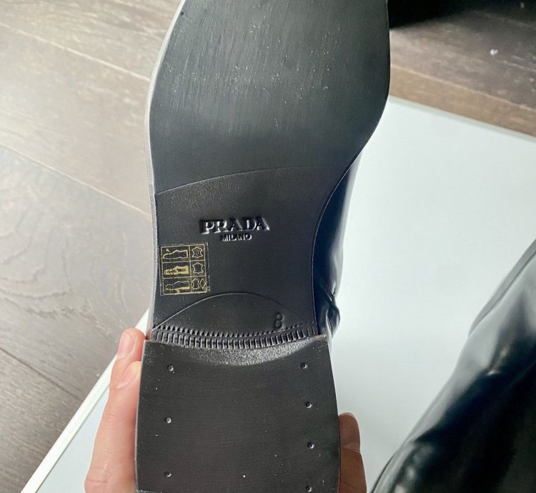 Prada 1650 Black And Silver Nuanced Leather Boot