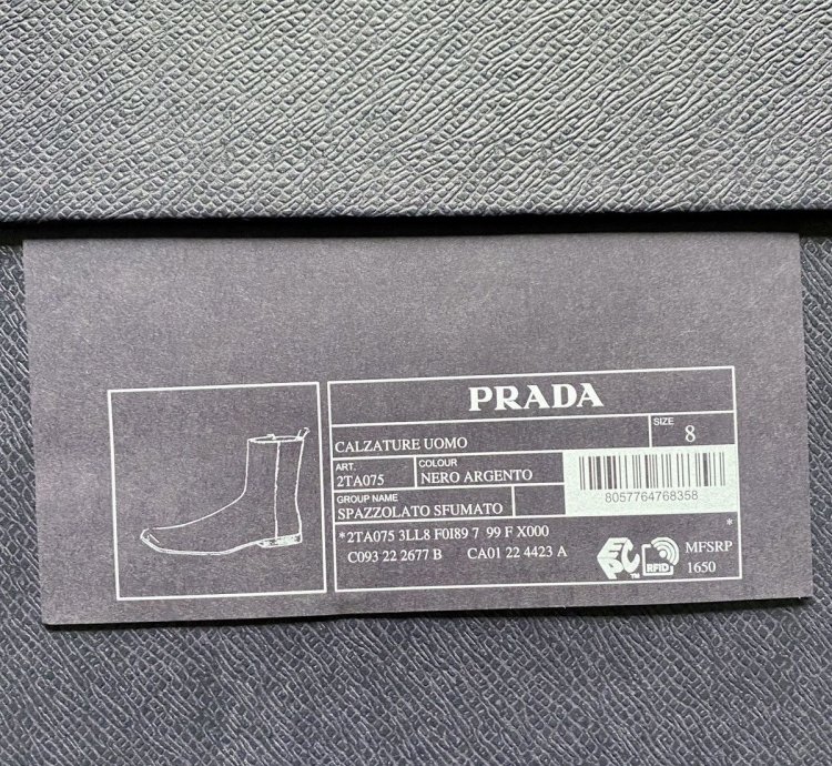 Prada 1650 Black And Silver Nuanced Leather Boot