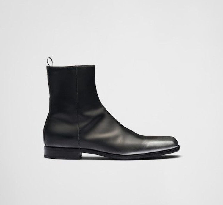 Prada 1650 Black And Silver Nuanced Leather Boot