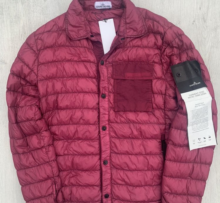 Stone Island Down Filled Garment Dyed Micro Yarn Jacket