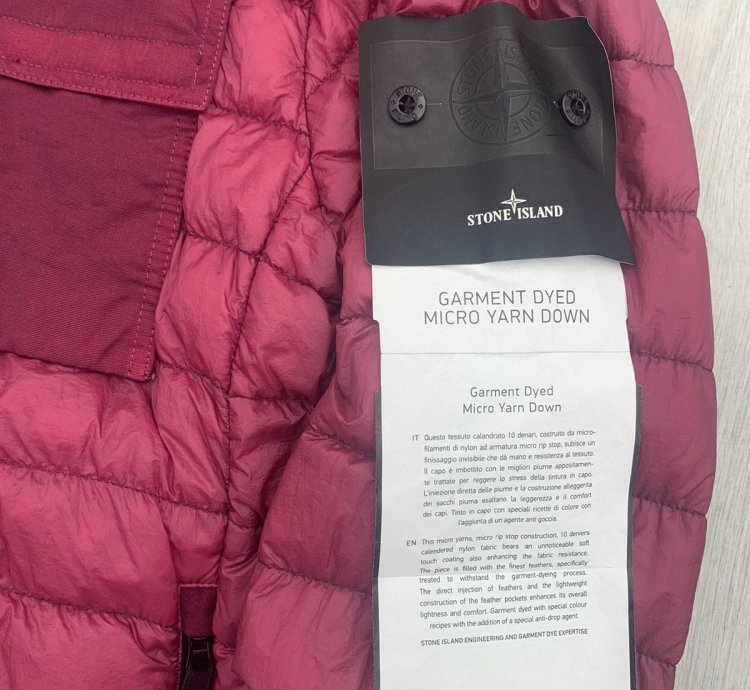 Stone Island Down Filled Garment Dyed Micro Yarn Jacket