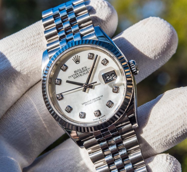 Rolex Datejust 36 september 2023 Mother Of Pearl Diamond Set Dial