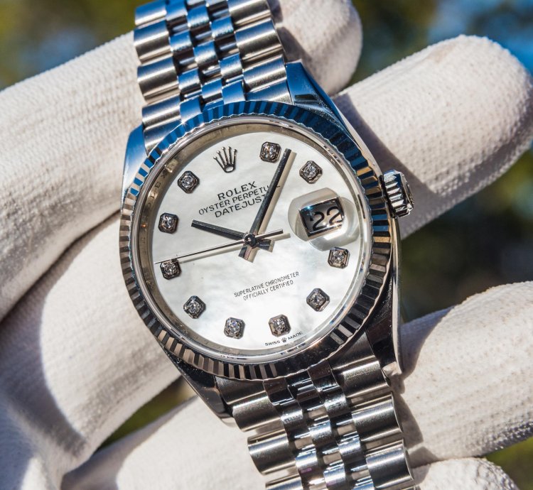 Rolex Datejust 36 september 2023 Mother Of Pearl Diamond Set Dial
