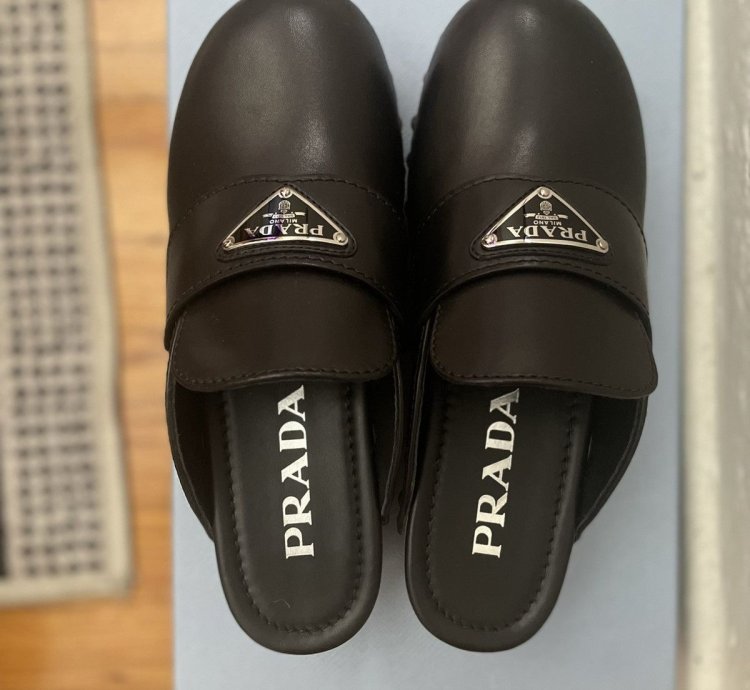Prada 45mm Leather Logo Clogs