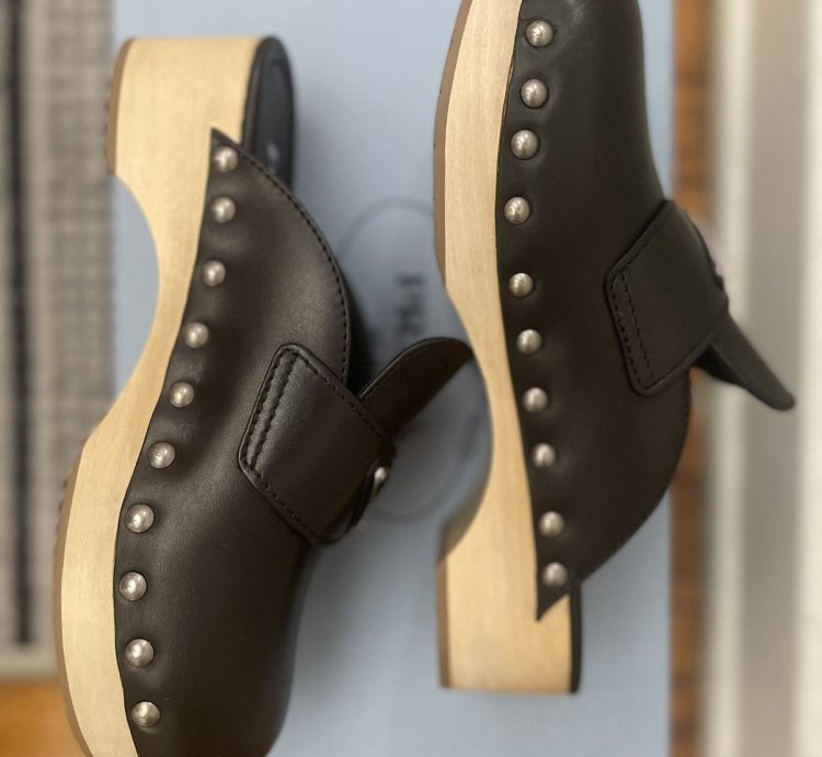 Prada 45mm Leather Logo Clogs