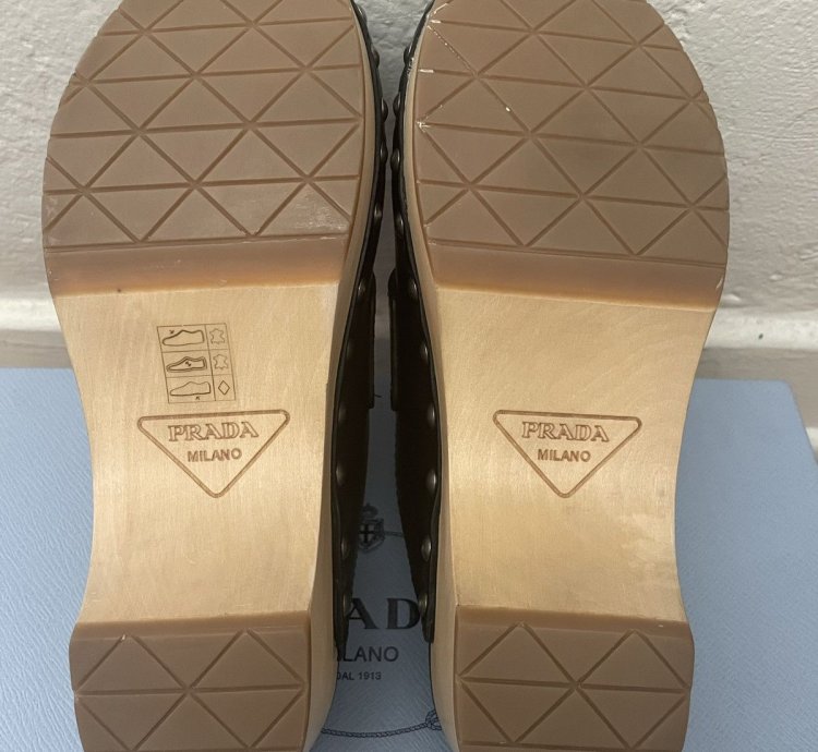 Prada 45mm Leather Logo Clogs