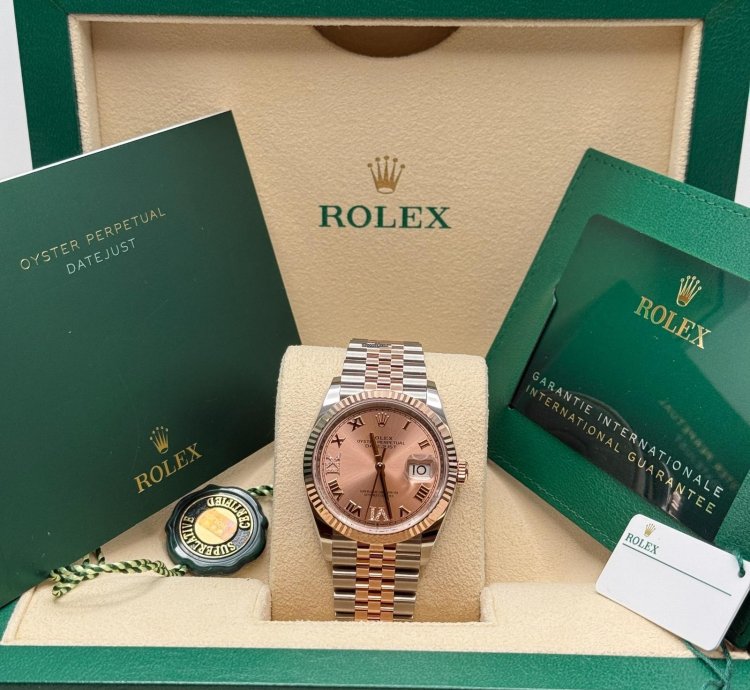 Rolex Datejust 36 126231 Datejust 36mm Steel Rose Gold Pink Roman Dial Diamond At 6-9 Jubilee