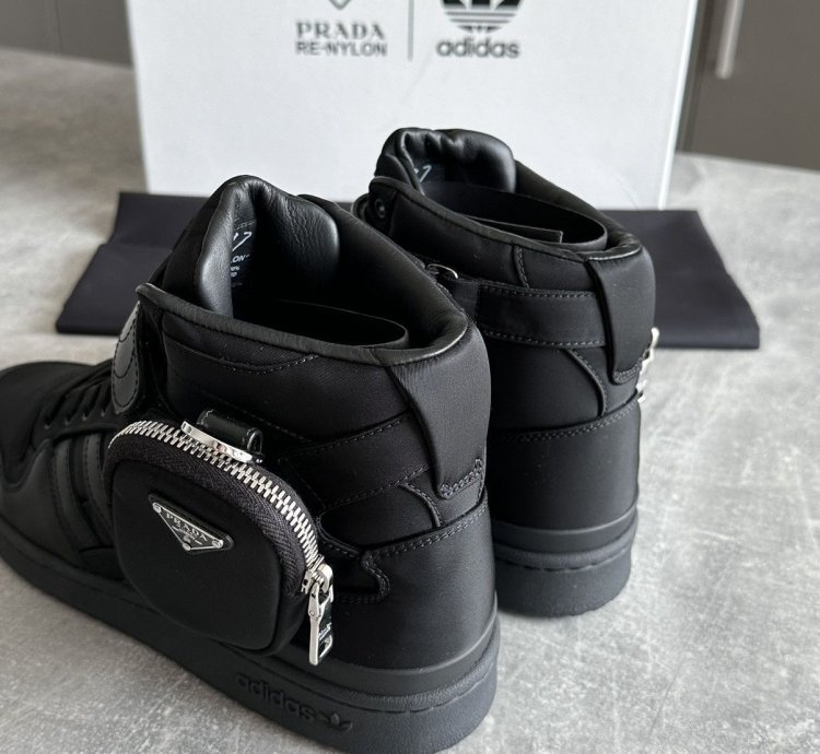 Prada Adidas Re-nylon Forum High Black Sneakers Us 9 5 Eu 43