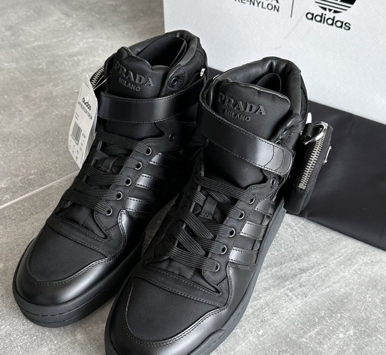 Prada Adidas Re-nylon Forum High Black Sneakers Us 9 5 Eu 43