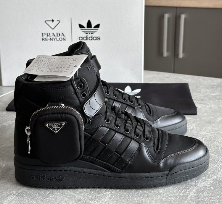 Prada Adidas Re-nylon Forum High Black Sneakers Us 9 5 Eu 43
