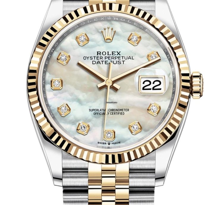 Rolex Datejust 36 126233 Datejust 36mm Steel Yellow Gold White Mop Diamond Dial Jubilee Bracelet