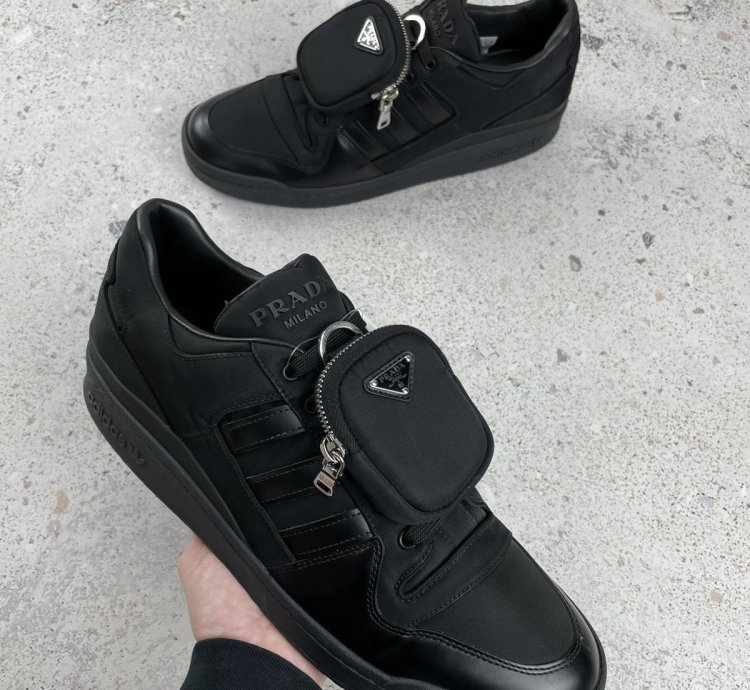 Prada Adidas Re-nylon Forum Low Black Size 13