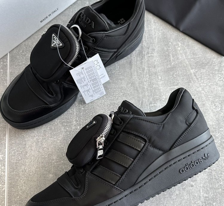 Prada Adidas Re-nylon Forum Low Black Sneakers Us 10 Eu 44