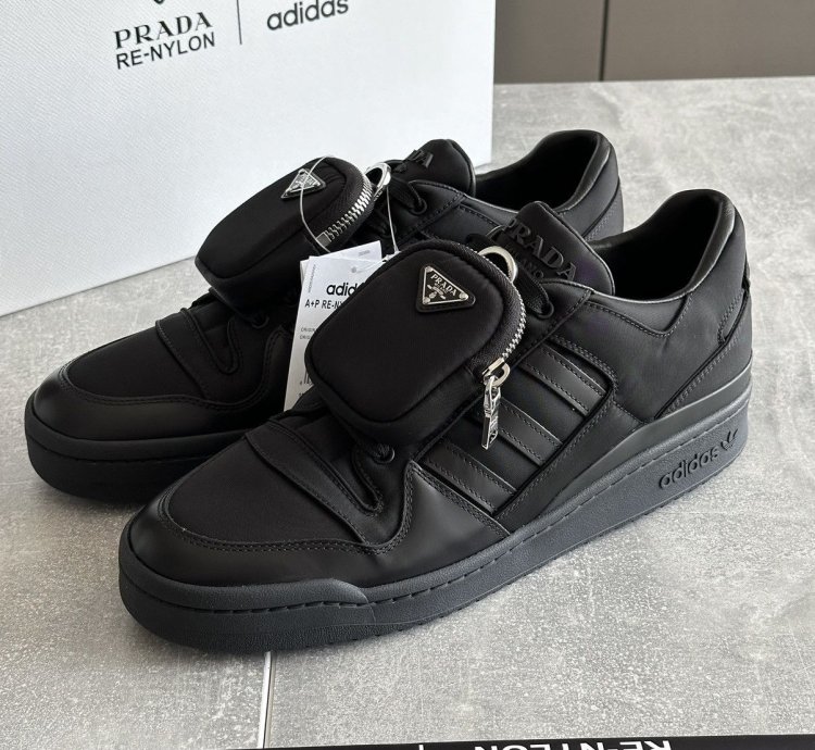 Prada Adidas Re-nylon Forum Low Black Sneakers Us 10 Eu 44