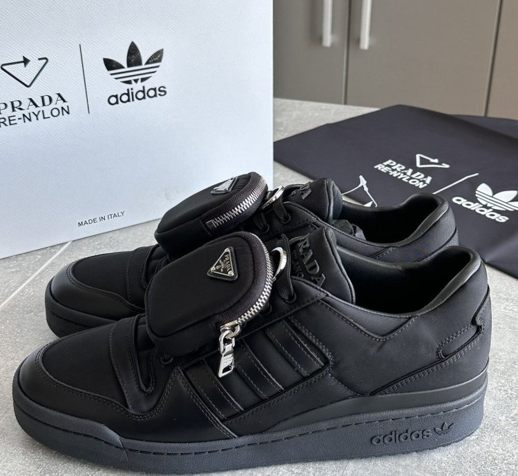 Prada Adidas Re-nylon Forum Low Black Sneakers Us 10 Eu 44
