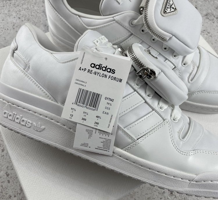 Prada Adidas Re-nylon Forum Low White Sneakers Size 12