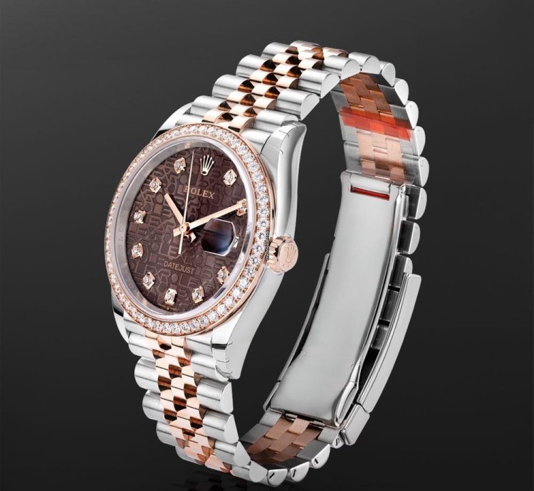 Rolex Datejust 36 126281rbr Steel 18k Rose Gold Chocolate Diamond Dial 36 Mm