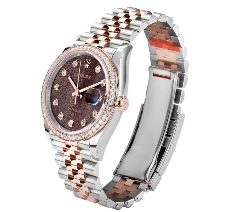 Rolex Datejust 36 126281rbr Steel 18k Rose Gold Chocolate Diamond Dial 36 Mm
