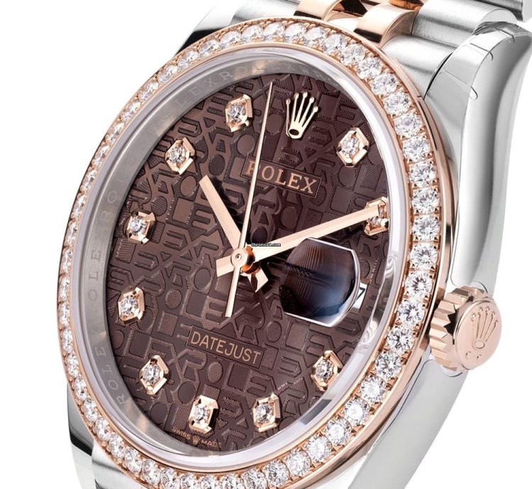 Rolex Datejust 36 126281rbr Steel 18k Rose Gold Chocolate Diamond Dial 36 Mm