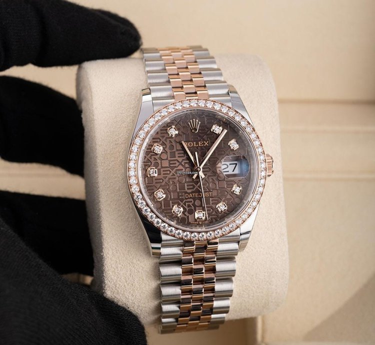 Rolex Datejust 36 126281rbr Steel 18k Rose Gold Chocolate Diamond Dial 36 Mm