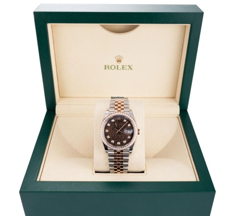 Rolex Datejust 36 126281rbr Steel 18k Rose Gold Chocolate Diamond Dial 36 Mm