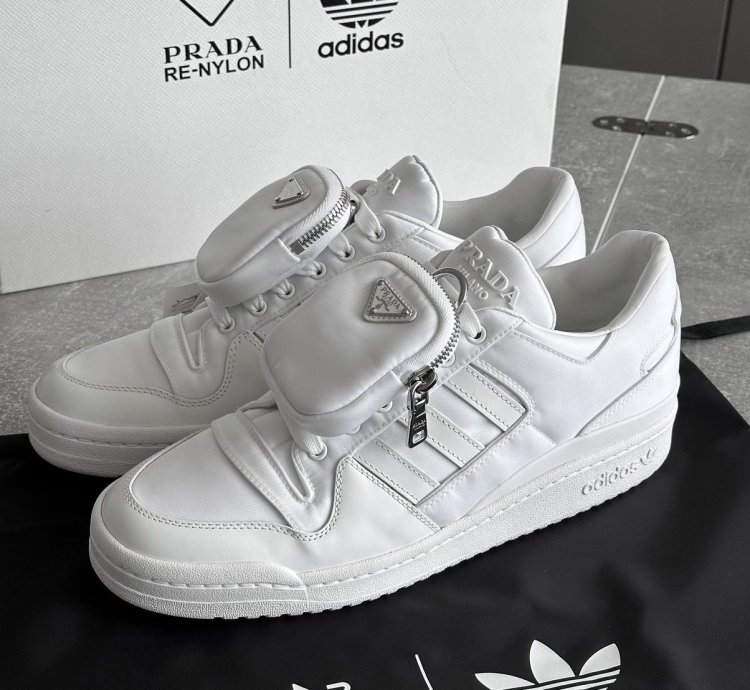 Prada Adidas Re-nylon Forum Low White Sneakers Us 9 5 Eu 43