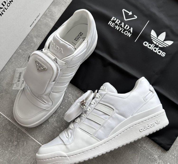 Prada Adidas Re-nylon Forum Low White Sneakers Us 9 5 Eu 43