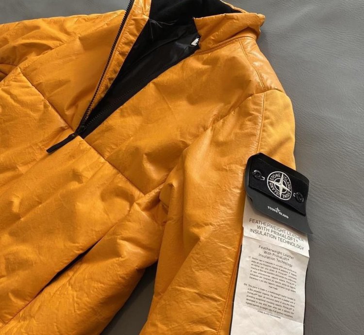 Stone Island Featherweight Leather Anorak With Primaloft