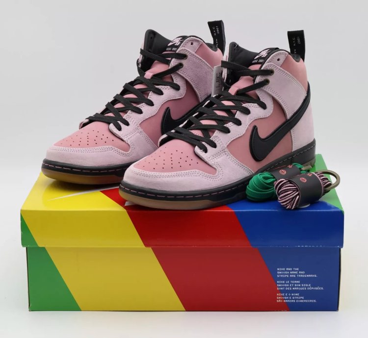 Kcdc Brooklyn Skateshop Nike Sb Dunk High Pink Black Dh7742-600