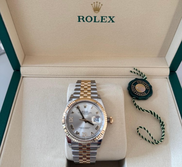 Rolex Datejust 36 18k Gelbgold Stahl Nagelneu Ungetragen Kauf 03 2025