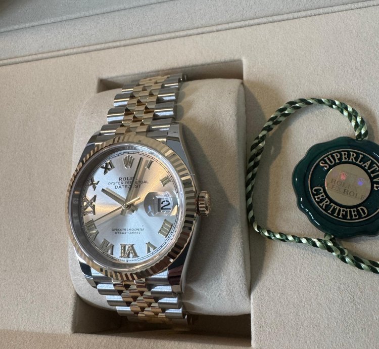 Rolex Datejust 36 18k Gelbgold Stahl Nagelneu Ungetragen Kauf 03 2025