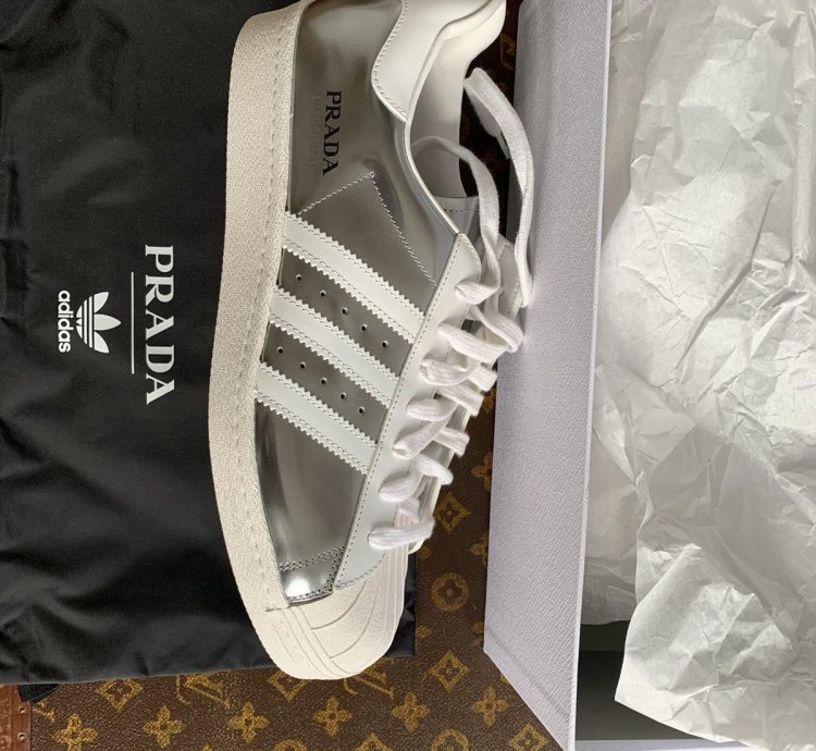Prada Adidas Superstar In Metallic Silver