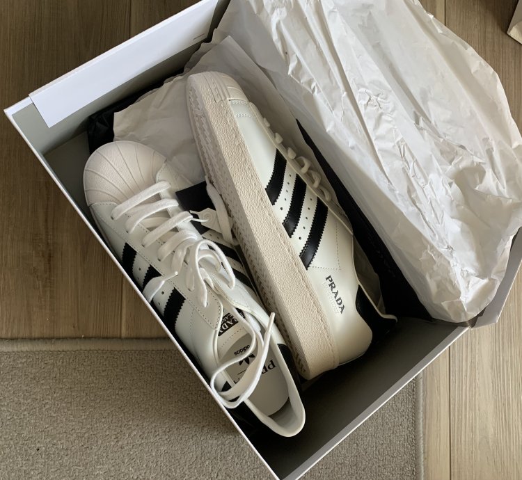 Prada Adidas White Black Superstar Sneakers
