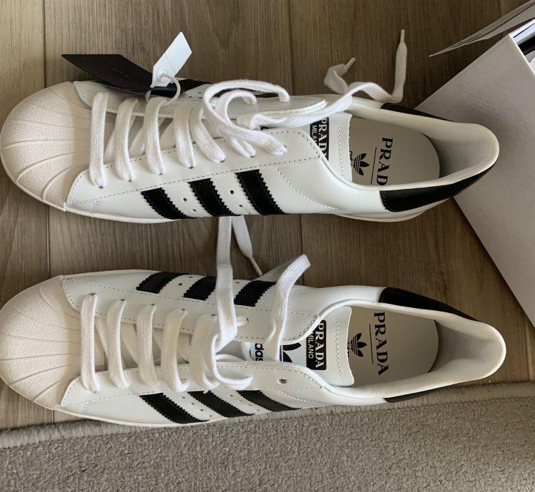 Prada Adidas White Black Superstar Sneakers