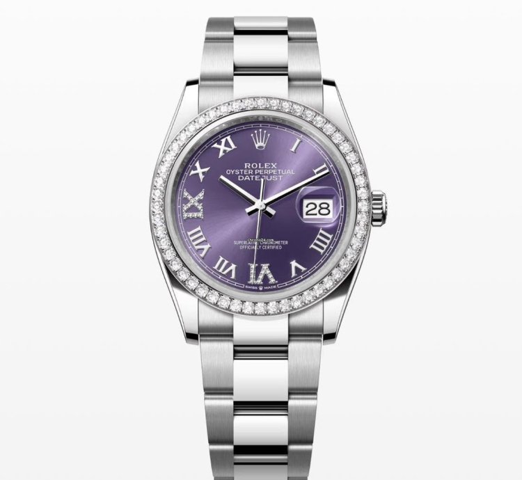 Rolex Datejust 36 2024 Datejust 36 Steel Oyster Bracelet Purple Roman Vi Dial Unworn Full Set 126284rbr